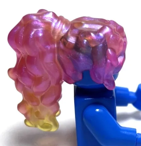 Lego - Minifigure Hair - Ponytail, Trans Pink / Yellow, Wavy, Female, Long