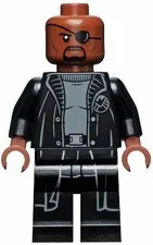 LEGO® Minifigure Super Heroes sh0585a Nick Fury Gray Sweater & Black Trench Coat