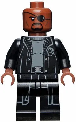 LEGO® Minifigure Super Heroes sh0585a Nick Fury Gray Sweater & Black Trench Coat