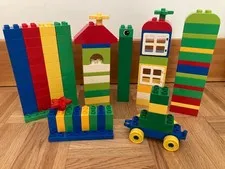 LEGO DUPLO  Lot 100 Bricks Blocks thin thick 2x4, 2x2 curve arch vehicle ++