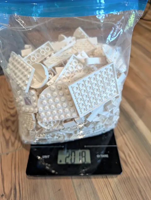 LEGO White Bulk Lot Bricks, Plates, Tiles, Singles, Accessories Bag Separated