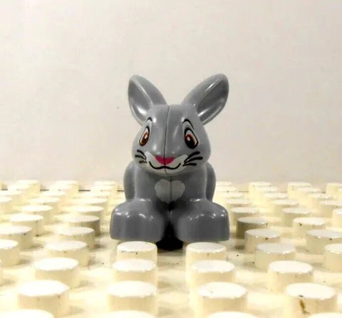 Lego Duplo Figure Gray Rabbit w/ pink nose