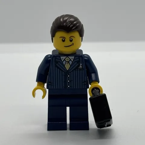 LEGO City Businessman Minifigure in Dark Blue Pinstripe Suit w/ Briefcase