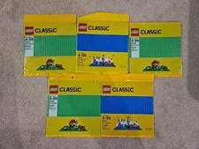LEGO Baseplate Lot of 5 - 32x32 Green & Blue Baseplates *BRAND NEW AND SEALED*