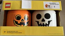 New LEGO Halloween Special Edition SMALL Storage Head 2 Piece Pumpkin & Skeleton