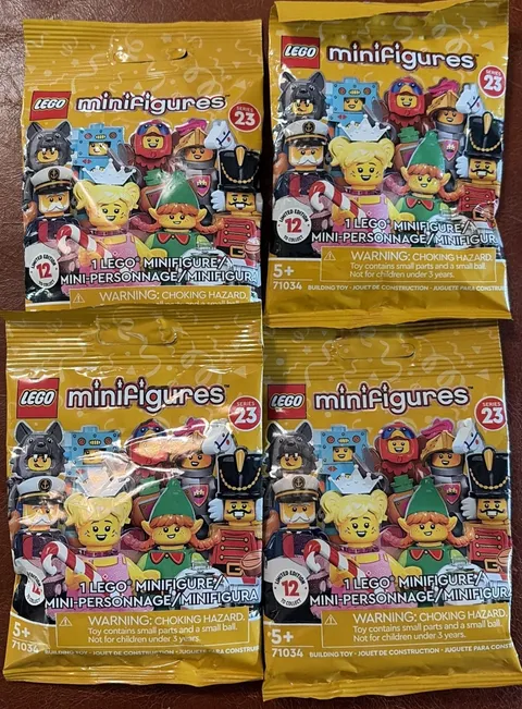 LEGO 71036 SERIES 23 BLIND BAG, LEGO MINI FIGURES LOT OF 4. NEW AND SEALED.