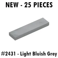 Lego Tile 1x4 (2431) Light Bluish Grey - New - 25 pieces
