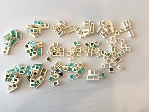 LEGO Bulk lot 160 White Windows frames city town building Castle Plane Train