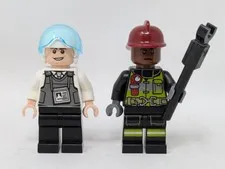 Lot of 2 Lego SUPER HERO Minifigures - Prison Guard & Firefighter - sh0579