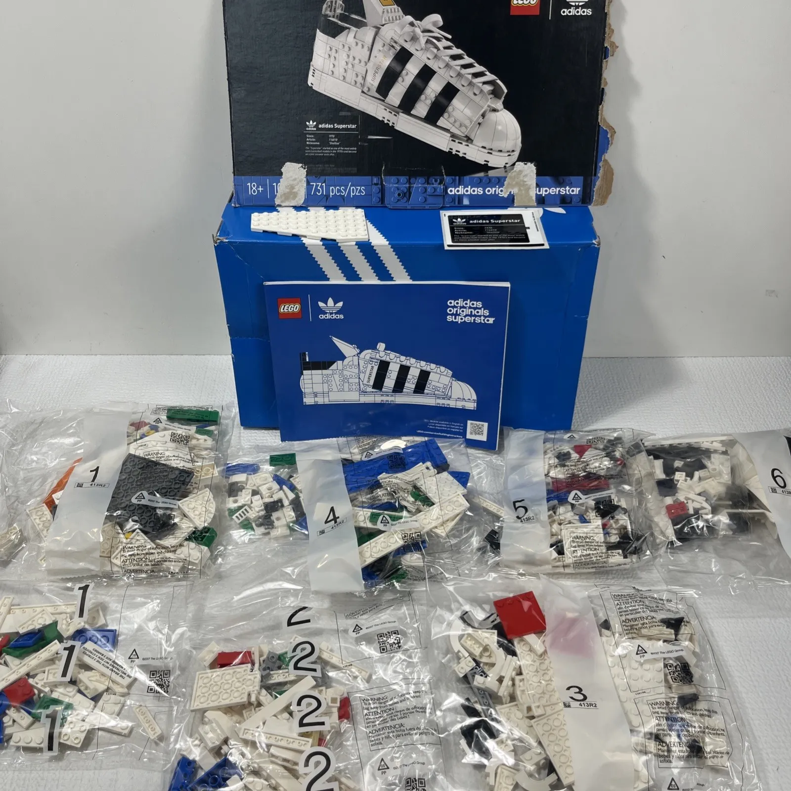 LEGO Adidas Superstar 10282 Set Bags 1-6 Sealed Manual Sticker No Box