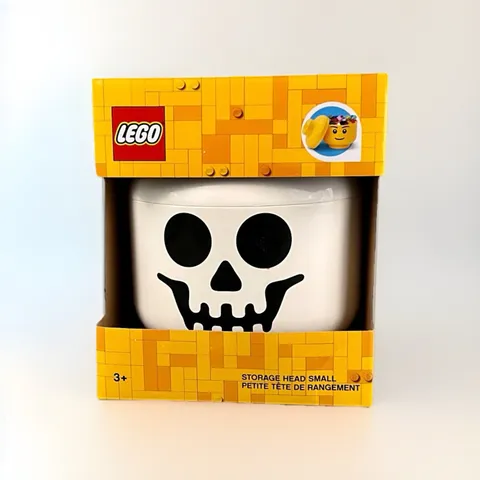 LEGO Storage Head Small Skull Skeleton Stackable White Black New in Box