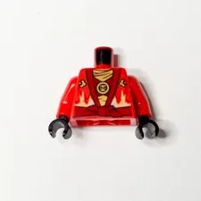 Lego New Red Torso Ninjago Robe with Dark Red Sash and Fire Power Emblem Pattern