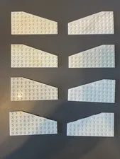 LEGO Lot Of 8 White 6x12 Wedge Wing Plate Right Left # 30356 30355 3632