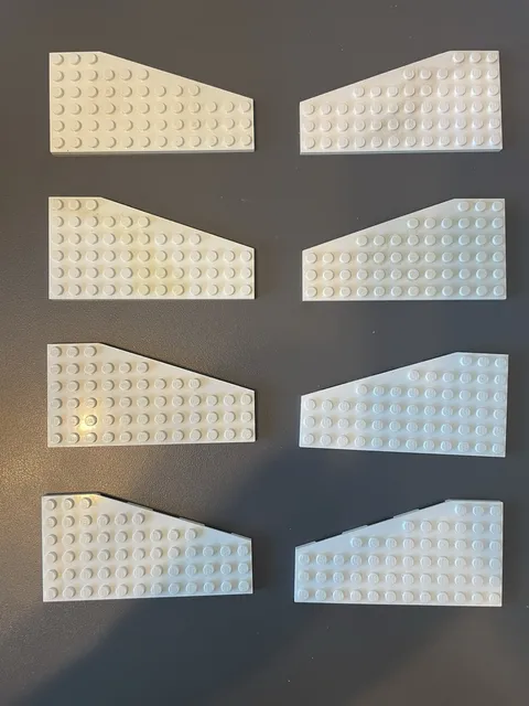 LEGO Lot Of 8 White 6x12 Wedge Wing Plate Right Left # 30356 30355 3632