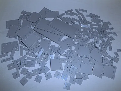 LEGO Bulk Lot Modified Tiles Studs Edges Center Jumper Light Bluish Gray 226pc