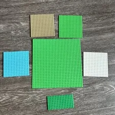Lego Plates Lot Of 6! 3 Green~1 White~1 Blue~1 Tan. Different Sizes & Shapes