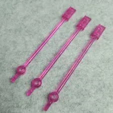 LEGO 99784 Bar 12L with 1 x 2 Plate End 1 x 1 Round Plate End Trans Dark Pink x3