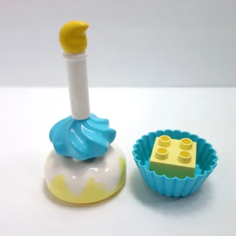 LEGO Duplo Candle Cupcake Frosting Swirls Building Blocks Birthday Cake Topper