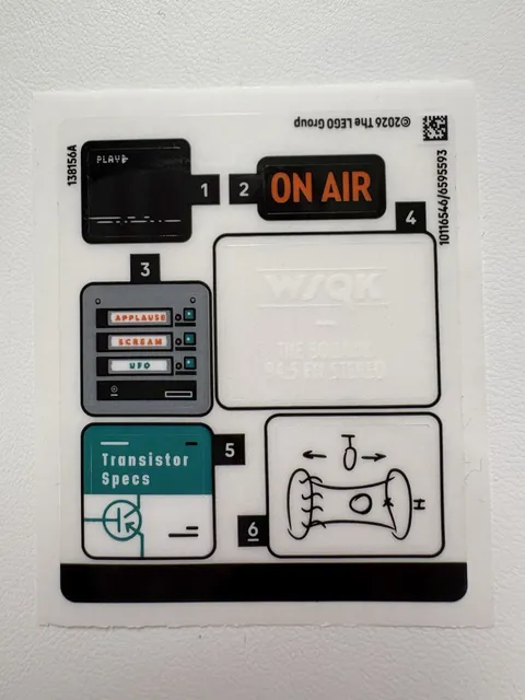 Lego Stranger Things "The Squawk" Radio Station WSQK GWP Sticker Sheet - 40891 