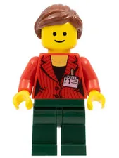 LEGO [No Color/Any Color] Press Woman / Reporter - Dark Green Legs twn159 Used G