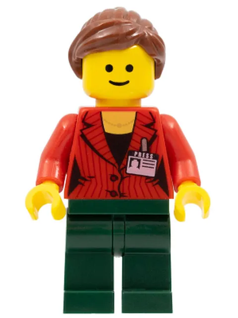 LEGO [No Color/Any Color] Press Woman / Reporter - Dark Green Legs twn159 Used G