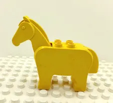 Lego Duplo Figure Horse (lift tail & head moves) yellow vintage
