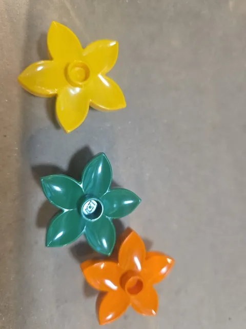 3  Duplo Replacement Flowers Pieces Parts Orange Green Yellow D21