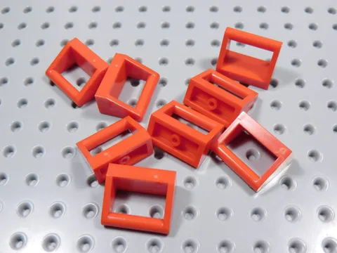 LEGO Lot of 8 Red 1x2 Modified Plates w/ Closed Handle on Top BT