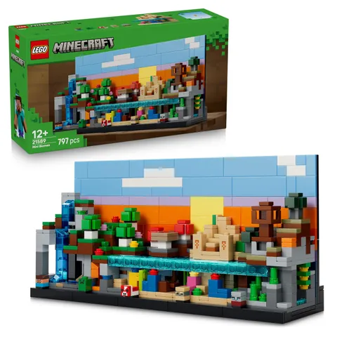 LEGO Minecraft Mini Biomes Toy - DIY Miniature Room Decor Kit - 3D Puzzle w/ 5 M