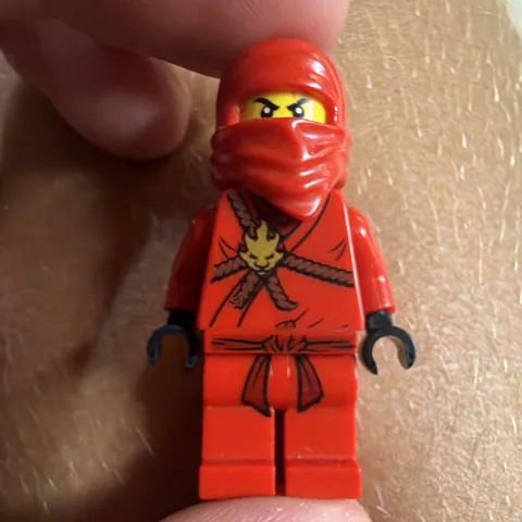 LEGO Red Ninja Minifigure w/ Hood Mask/Head Wrap & Black Hands