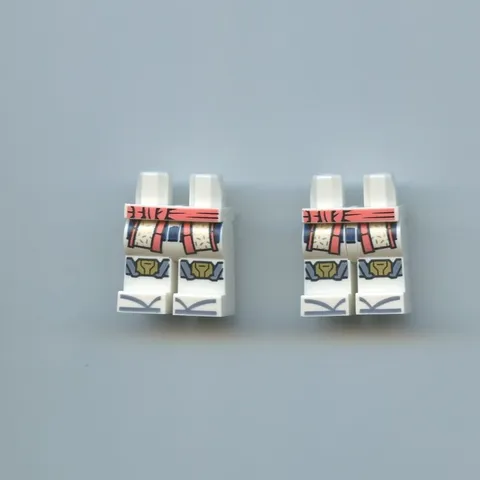 NINJAGO LEGO x 2 Minifigure White Hips and Legs with Coral Sash, Robe Ends