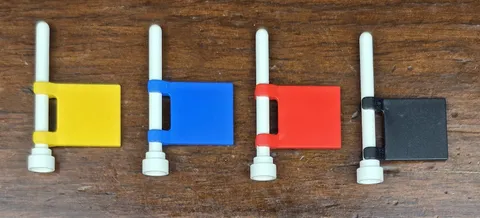 LEGO Flag with Pole Set of 4 - Black, Red, Yellow, Blue (6337) Fast Track Finish