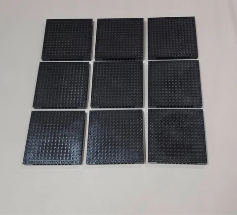 Lego Qty 9 - Black - 65803 Technic, Brick 16 x 16 x 1 1/3 with 