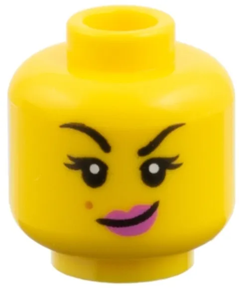 Lego New CAT Minifigure HEAD Yellow Pink Lips Mole Grin/Closed Eyes Part 28-2
