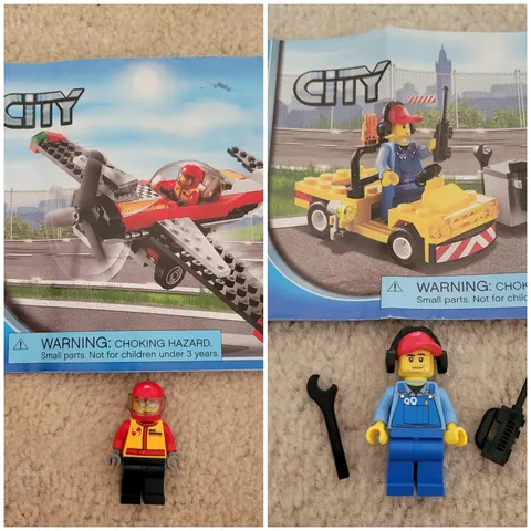 Lego Minifigures 60019 CITY Airport Airborne Stunt Pilot/Mechanic/Instructions
