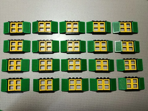 20 x Vintage Lego Window Frame Pane And Shutter Red Black Green 3853 3856 3854