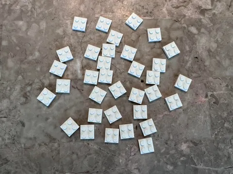 LEGO Parts Lot (34) , 2x2 White Plate , Part# 3022