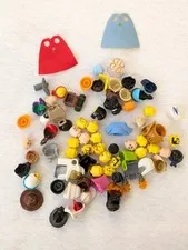 LEGO Minifigure Assorted Pieces, Heads, Hats, Hair Capes Lot of 75+ Pcs