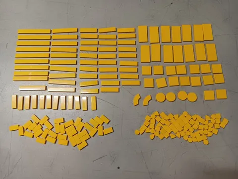 LEGO BULK LOT OF 208 YELLOW SMOOTH TILES 1X1 1X2 1X3 1X4 1X6 1X8 2X2 2X4