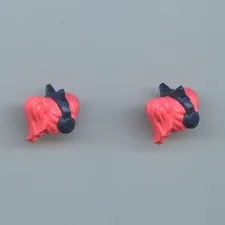 LEGO x 2 Coral Minifigure, Hair Female with High Ponytail with Molded Dark Blue
