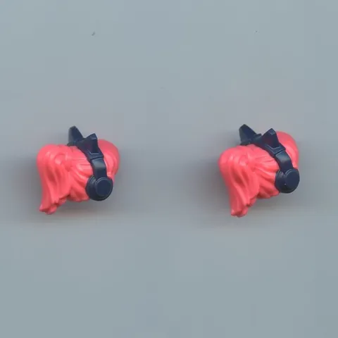LEGO x 2 Coral Minifigure, Hair Female with High Ponytail with Molded Dark Blue
