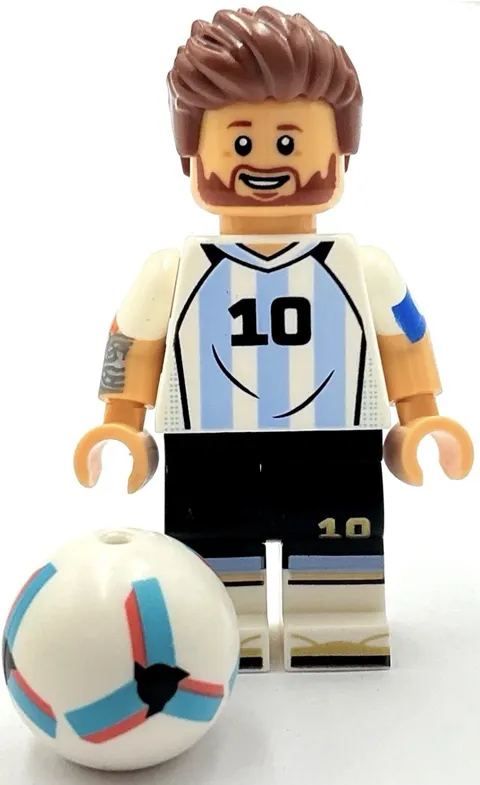 Lego New Lionel Messi Argentina Minifigure Soccer Player Footballer With Ball