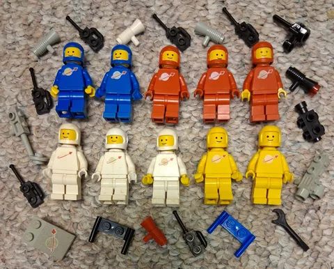 LEGO Vintage Used 1980's Classic Space 10 Minifig Lot Benny Jenny + Accessories
