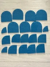 LEGO DARK AZURE BLUE LOT 19 PCS 8X8 6X6 4X4 ROUND CORNER PLATE AZUR VARIETY