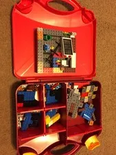 LEGO RED CARRY CASE WITH LEGOS 