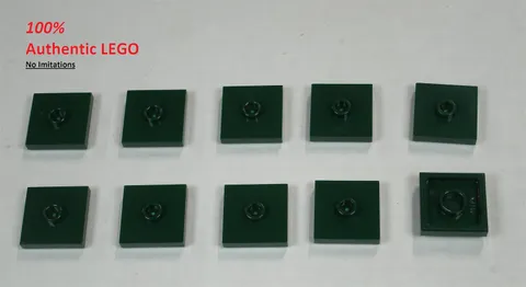 LEGO NEW 2x2 Dark Green Plate 1 Center Stud (10x) 6186827 Brick 87580