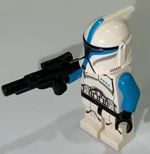 Lego Star Wars MiniFigure - Clone Trooper Lieutenant (Phase 1) - Scowl w Blaster