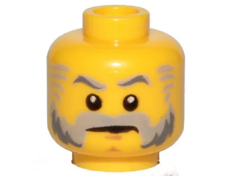 LEGO® Part 3626pb1335 - Head Light Gray Bluish Gray Eyebrows Beard and Sideburns