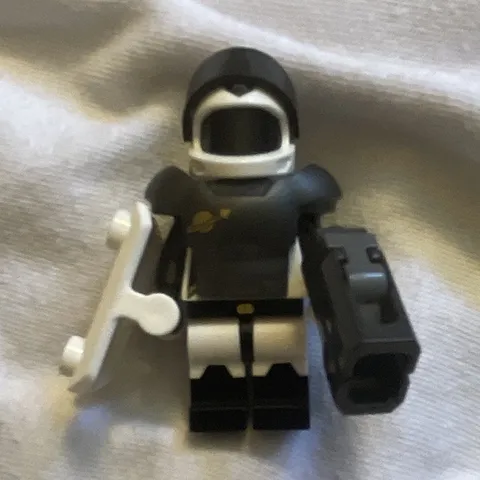 LEGO Police Minifigure w/ Helmet Visor, White Shield & Black Weapon Accessory