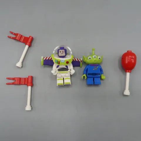 Lego Toy Story Buzz Lightyear & Alien Minifigure Lot with Balloon Flags